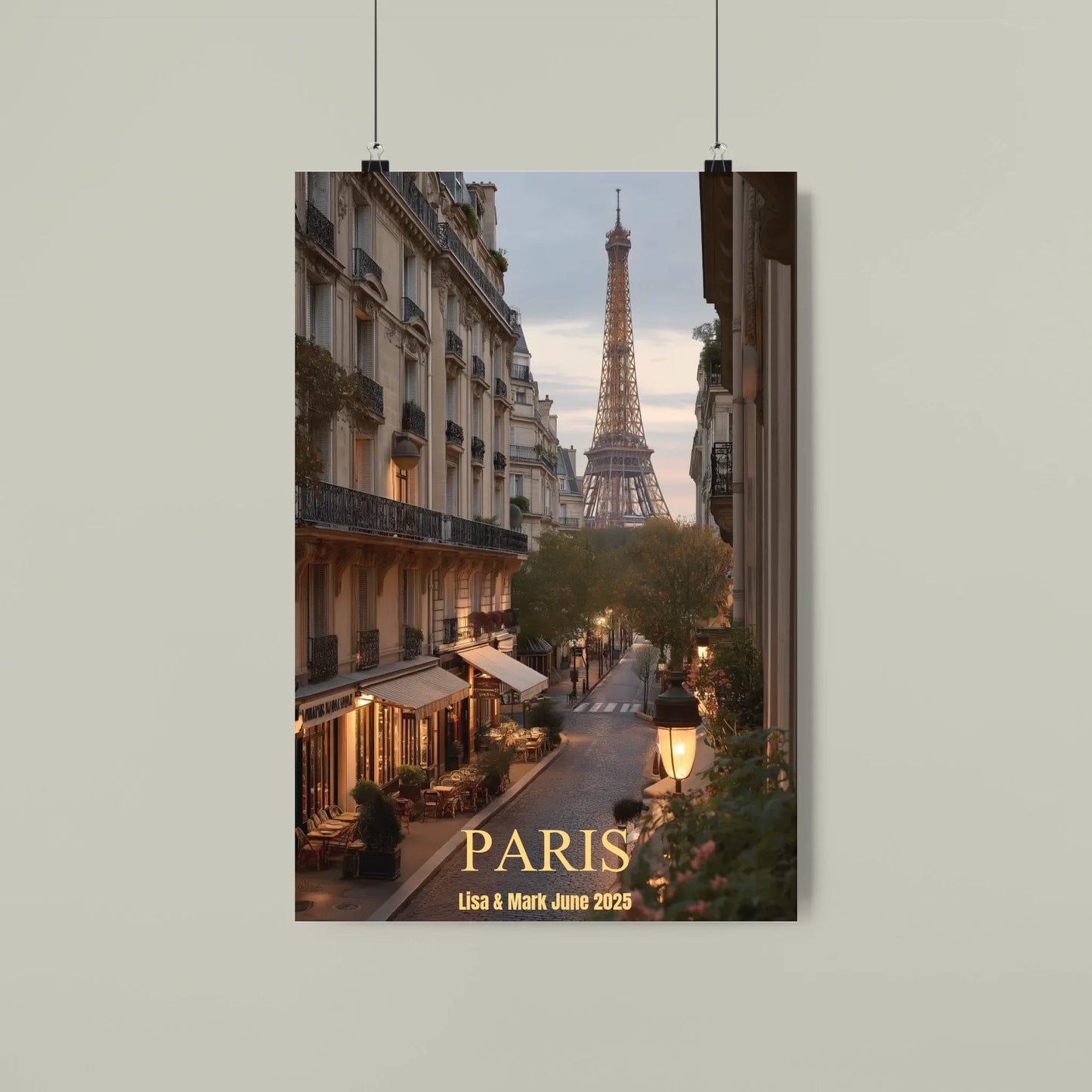 Paris scene print Eiffel tower custom your name canvases and posters#fra