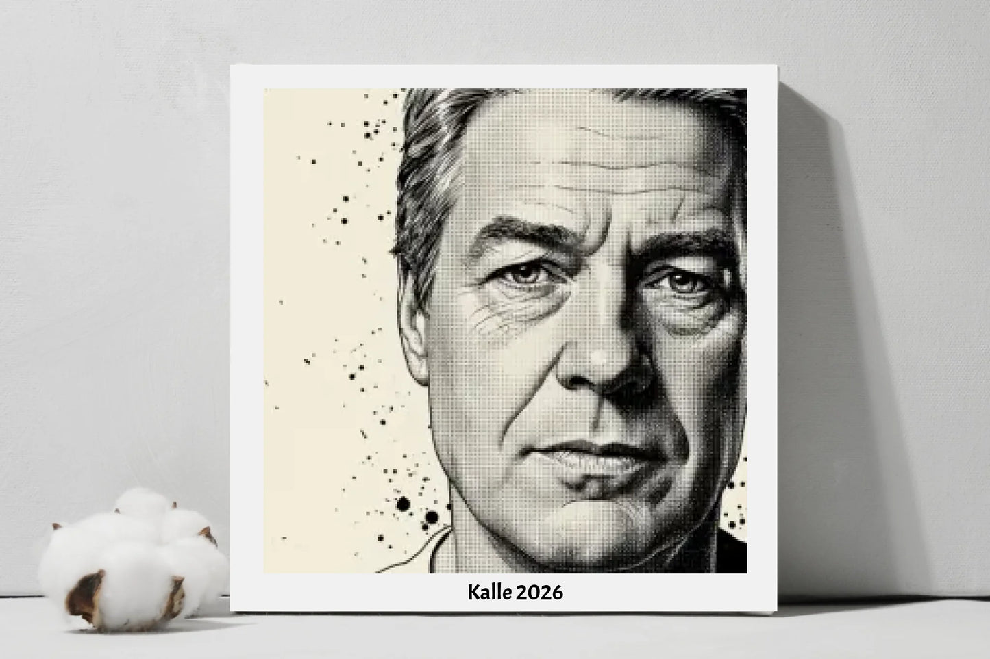 AI Black and White Illustration - Square Canvas