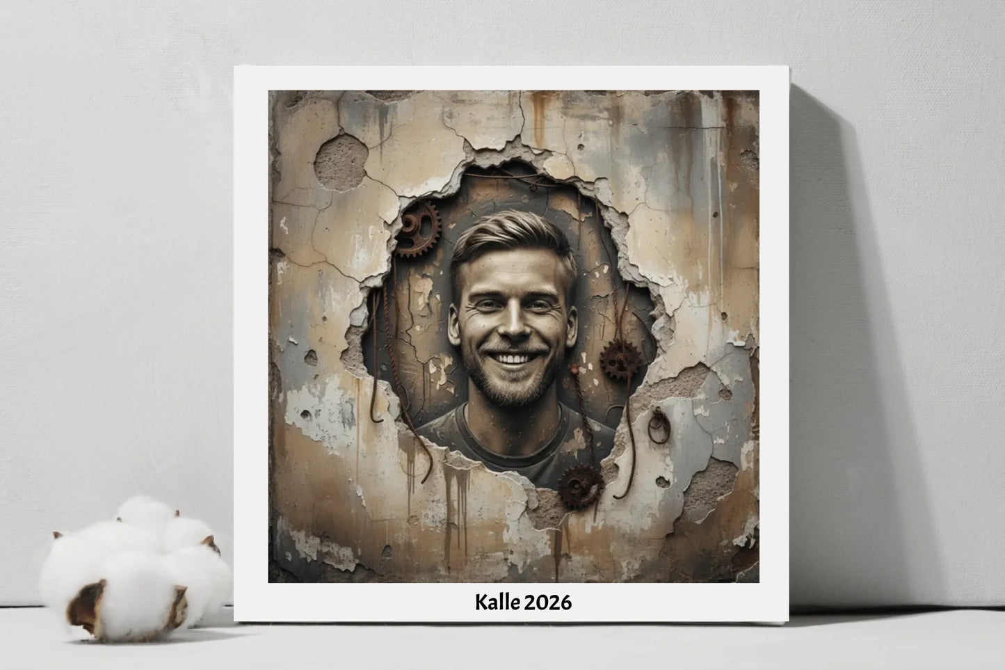 Your wall portrait relief illustration canvas with your name square canvas art