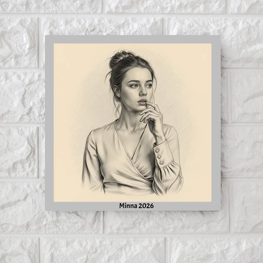 Ai Graphite and Charcoal Pencil Drawing - Square Canvas