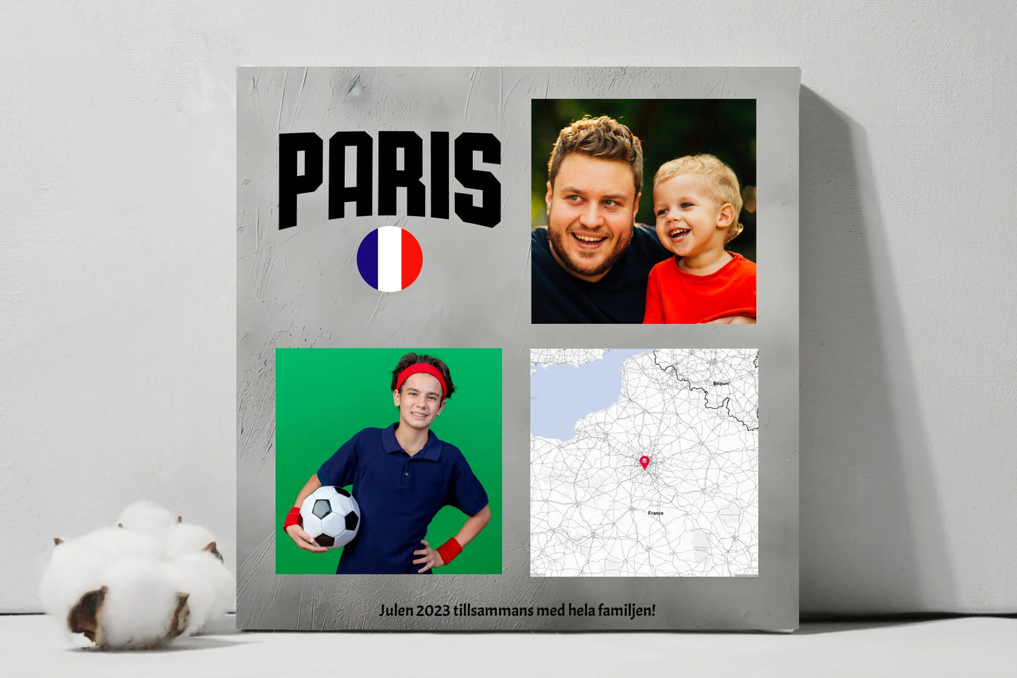 Paris photos and map square canvasart