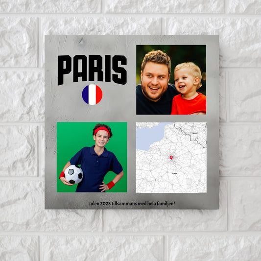 Paris photos and map square canvasart