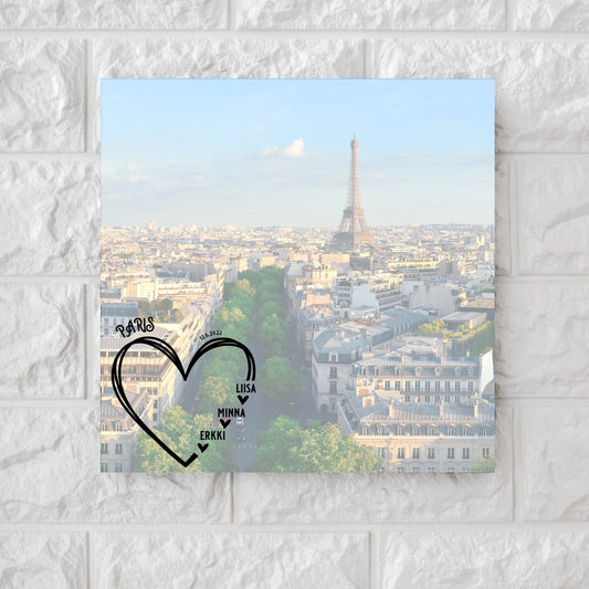 Memory photo and names square canvas art