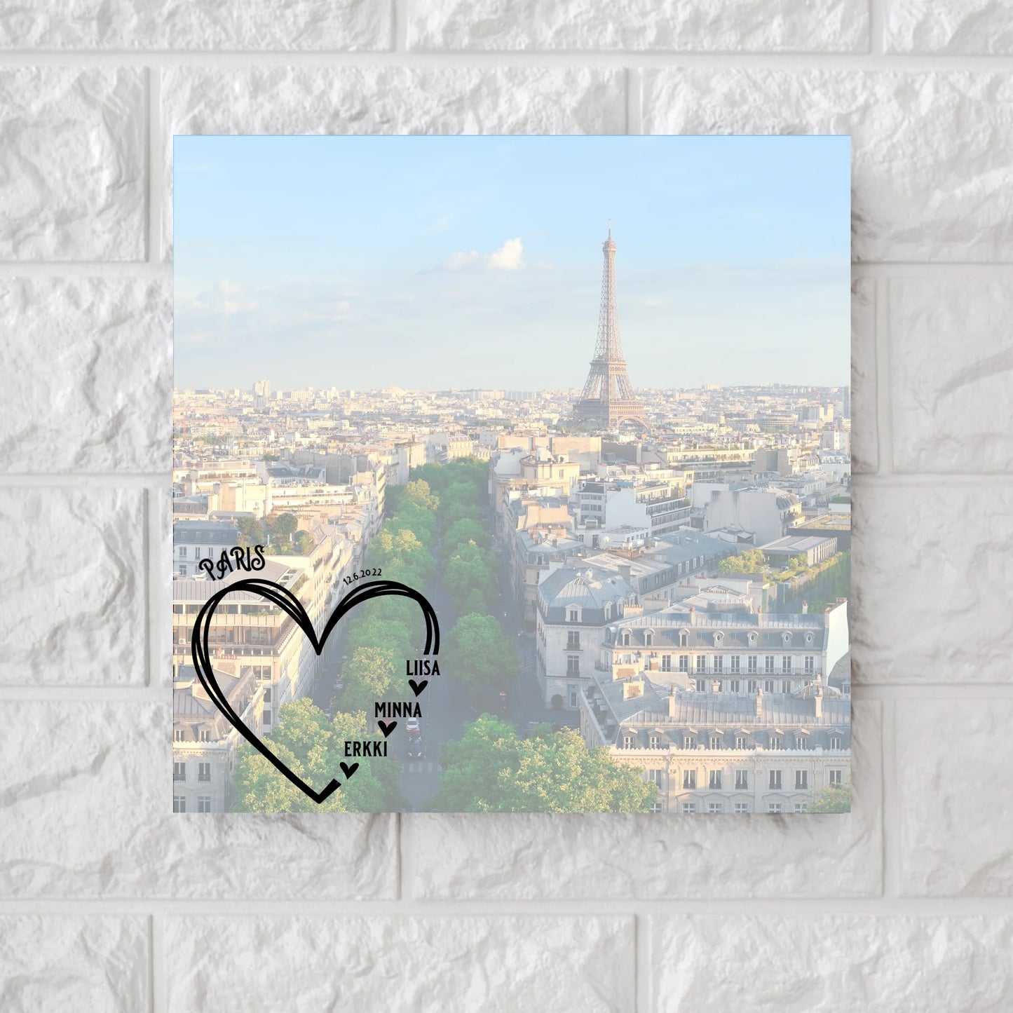 Memory photo and names square canvas art