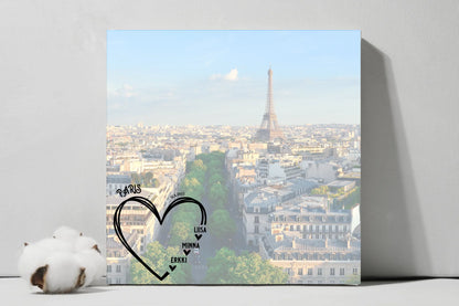 Memory photo and names square canvas art