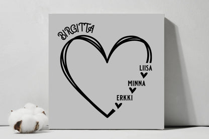 Your heart names square canvas