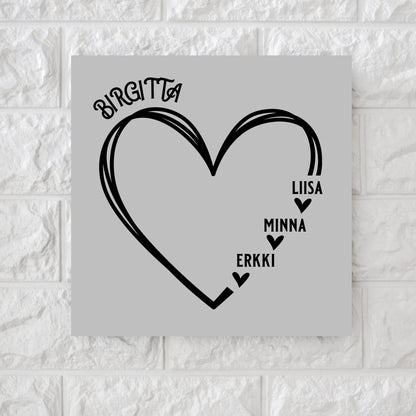 Your heart names square canvas