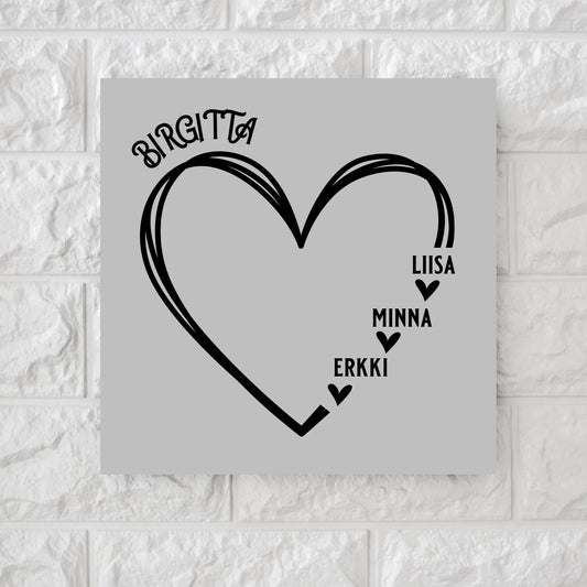 Your heart names square canvas