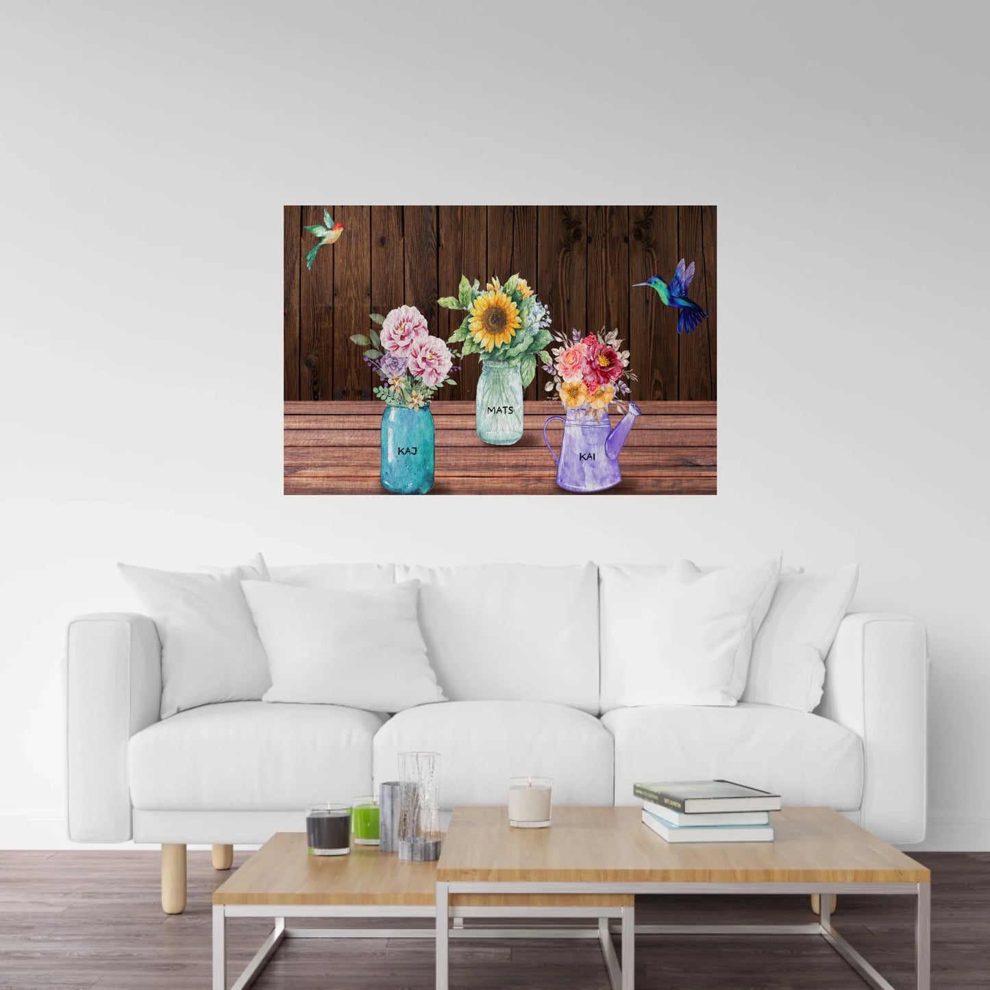 Garden Jars Custom Wallart, add family names canvas or posters, also digital download