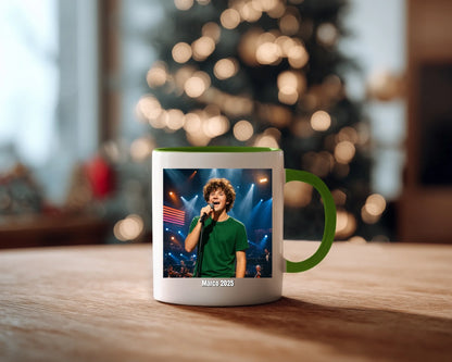 2 Colorful Accent Mugs 11oz Red Black Green Pink Blue Yellow Green