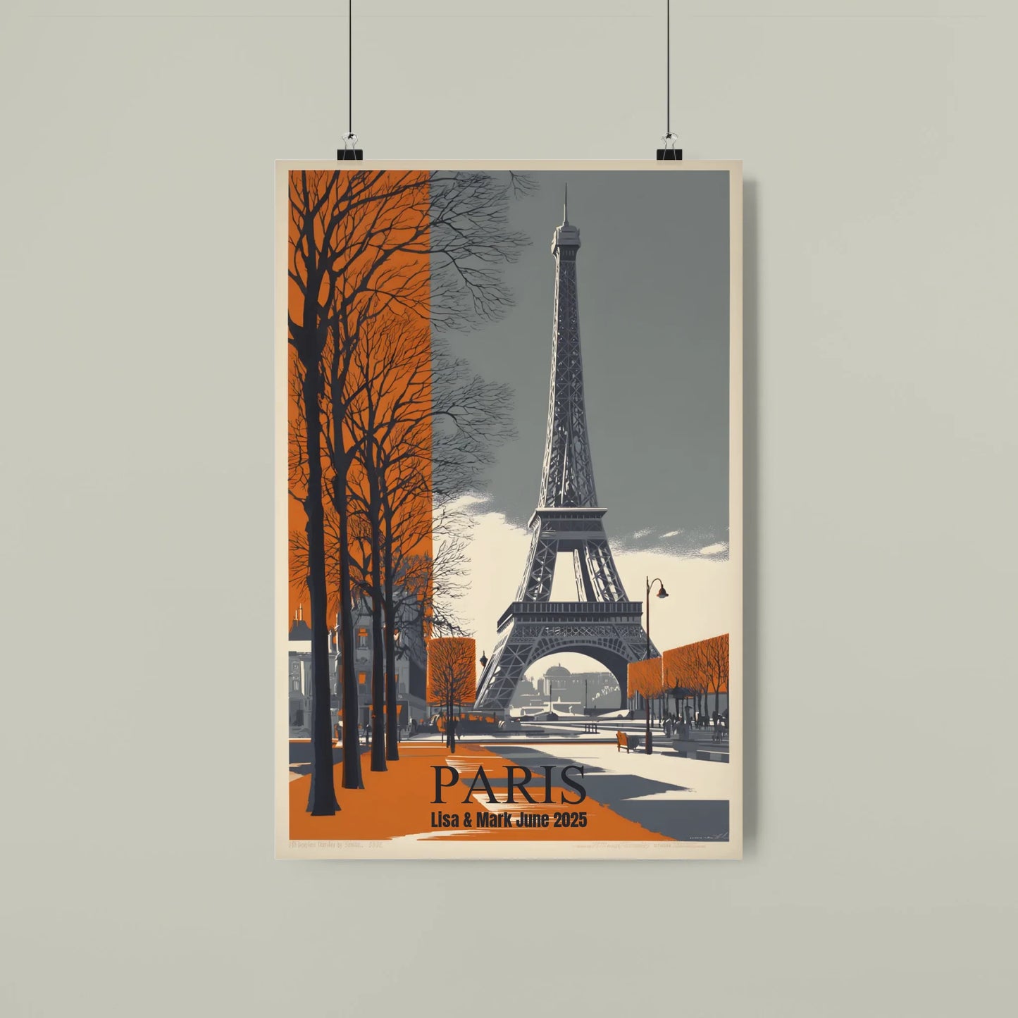 Paris scene print 2 Eiffel tower custom your name canvases  and posters#fra