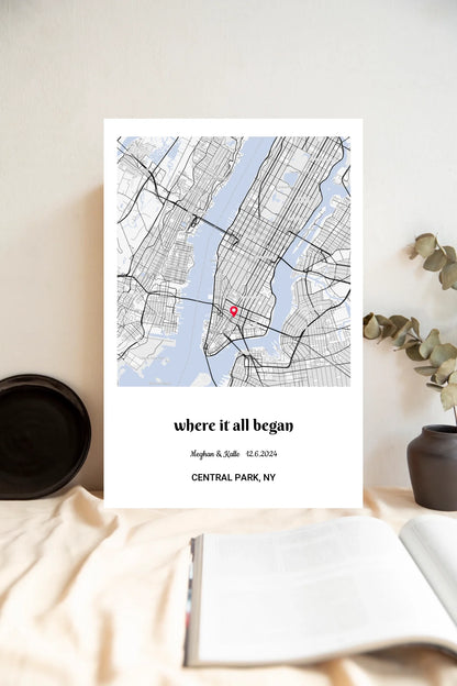 Where it all began custom map canvas wallart
