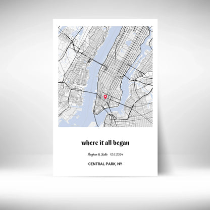 Where it all began custom map canvas wallart