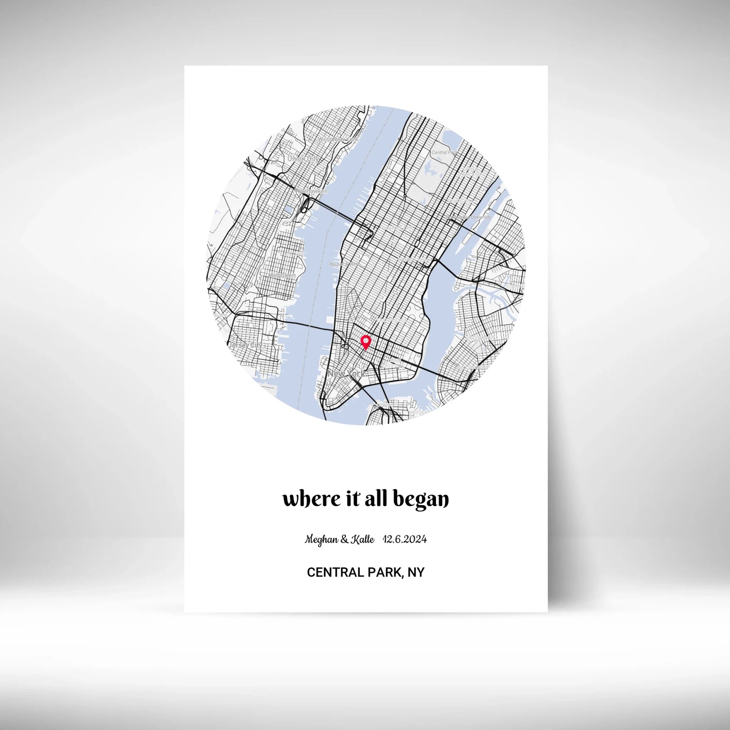 Where it all began custom round map canvas wallart