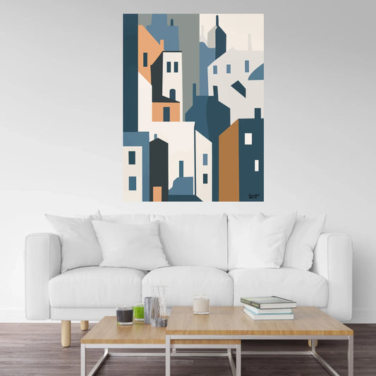 Helsinki Geometry Canvas – Scandinavian Architecture Art – Minimalist Geometric Wallart – Nordic Design Print