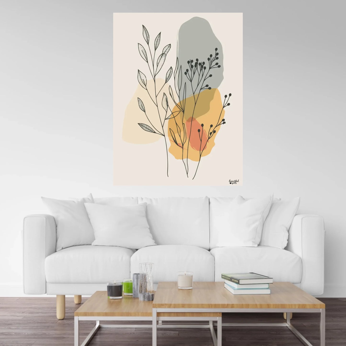 Scandinavian Botanical Line Art – Minimalist Plant Canvas – Nordic Nature Print – Modern Wallart