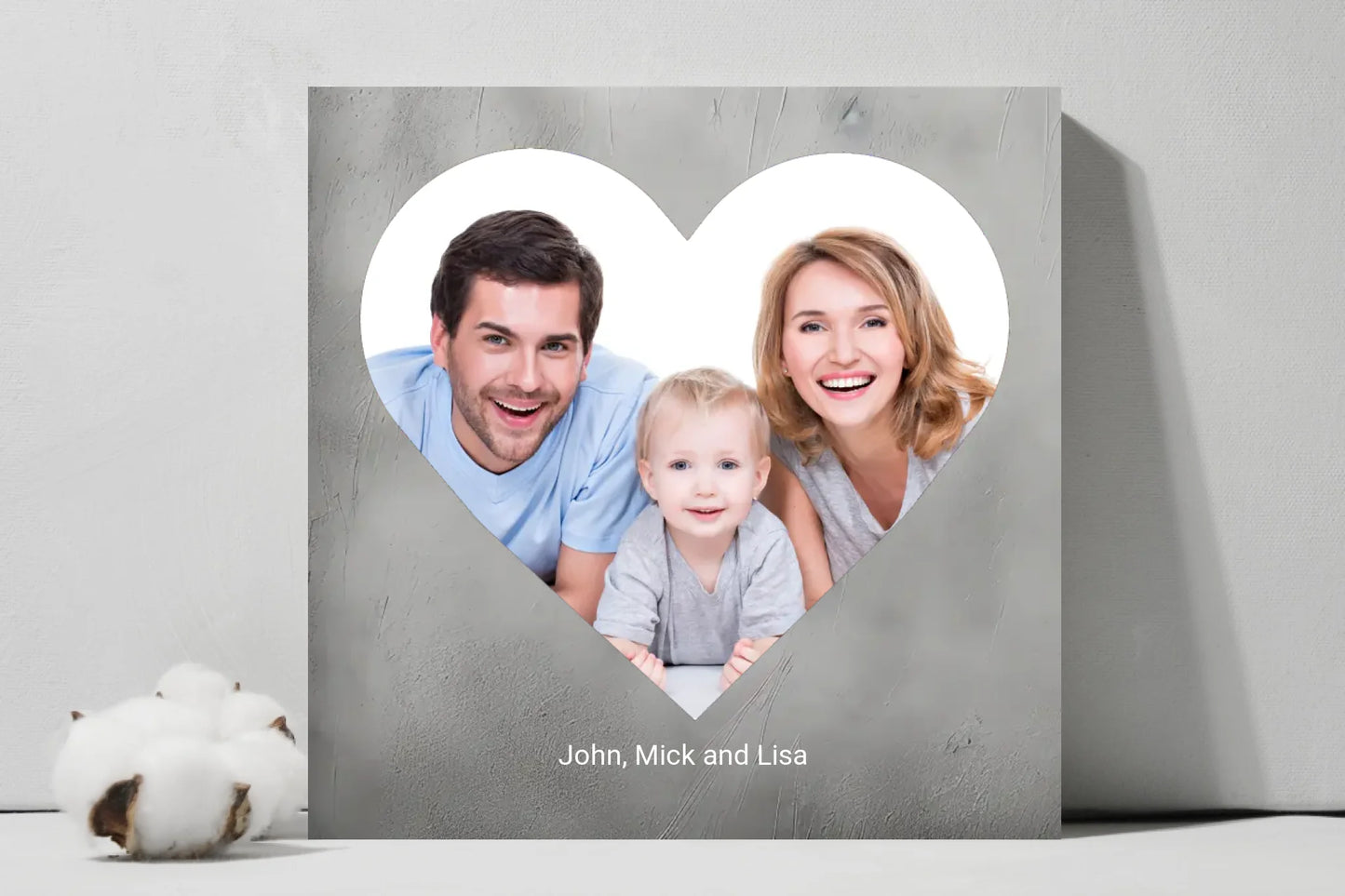 Personalised heart pic square canvas
