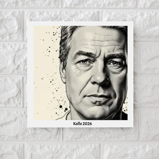 AI Black and White Illustration - Square Canvas & Metal Print