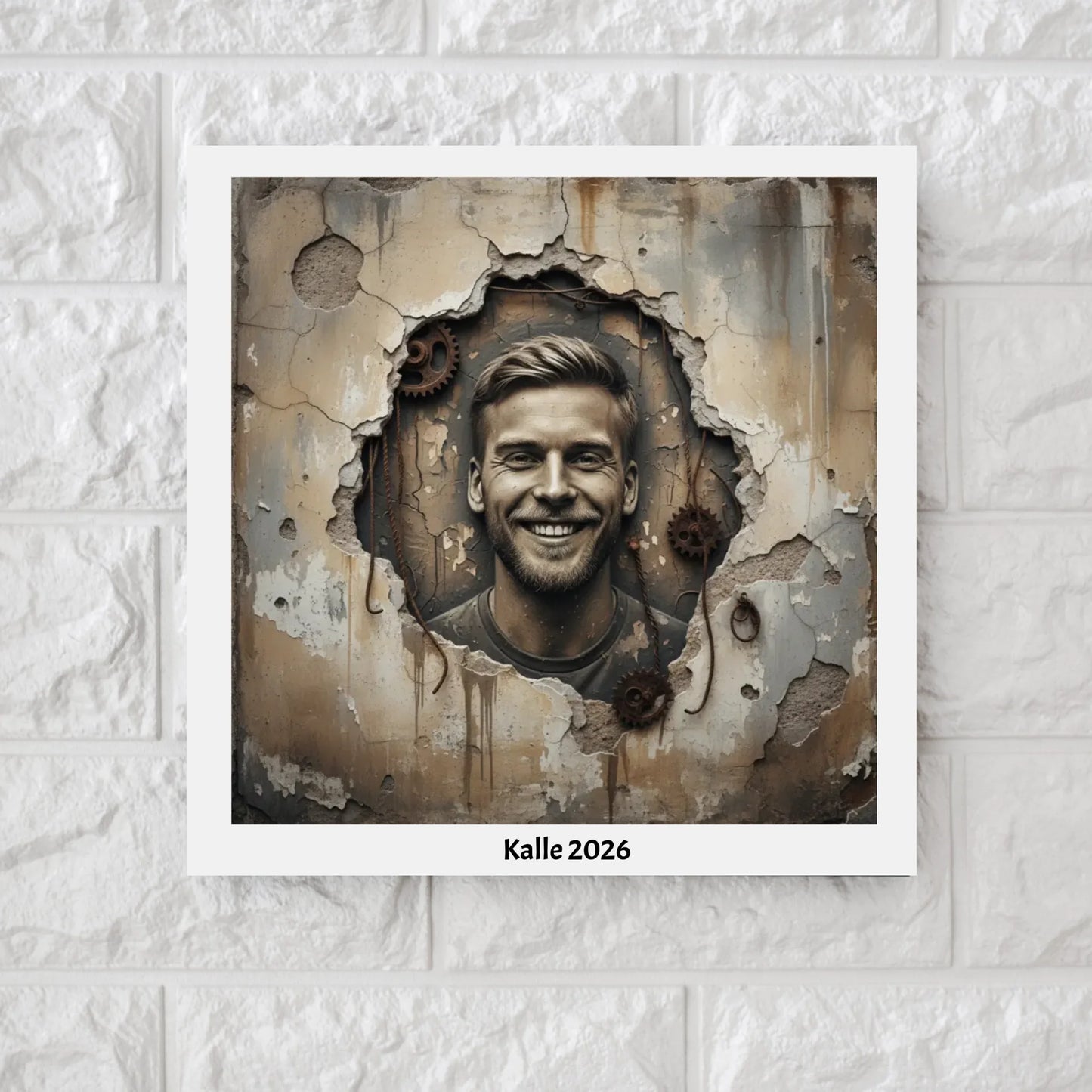 Ai Relief Illustration with Your Name - Square Canvas