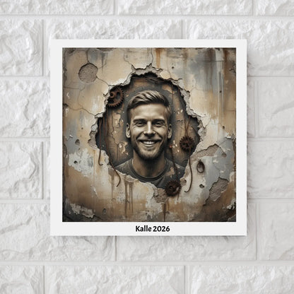 Your wall portrait relief illustration canvas with your name square canvas art