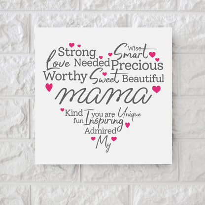 Heartful mama canvas with your name square canvas art
