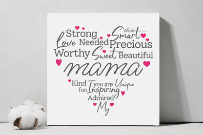 Heartful mama canvas with your name square canvas art