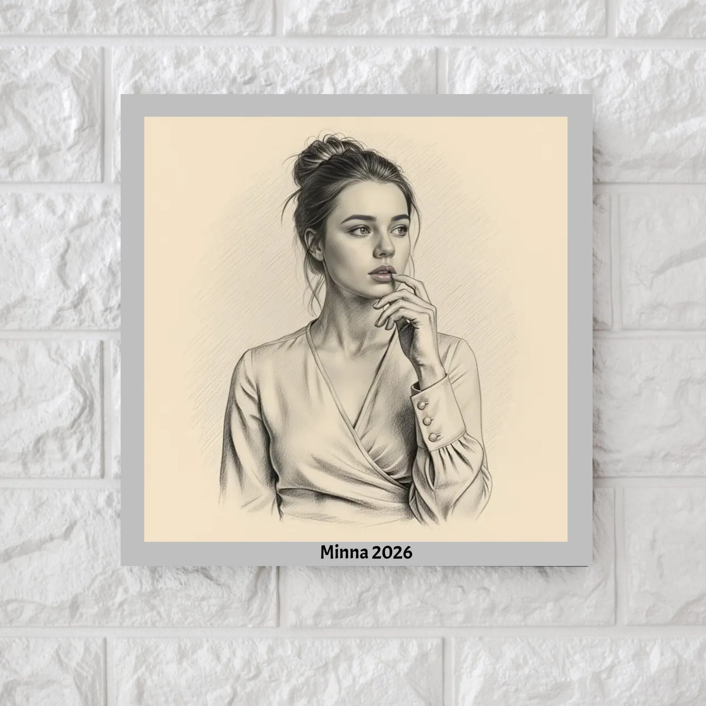 Ai Graphite and Charcoal Pencil Drawing - Square Canvas