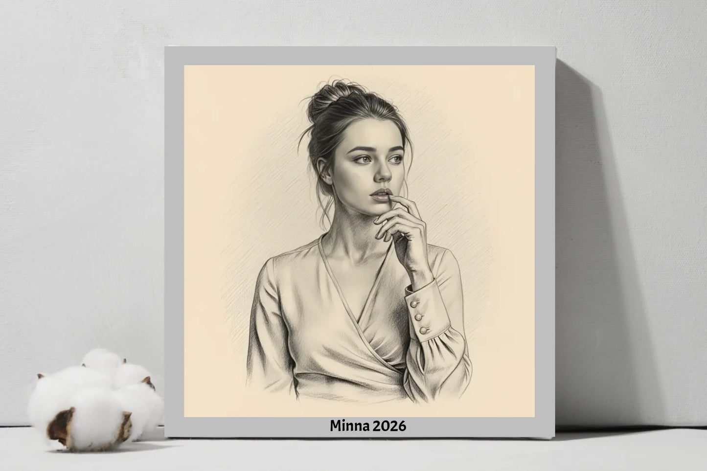 Ai Graphite and Charcoal Pencil Drawing - Square Canvas