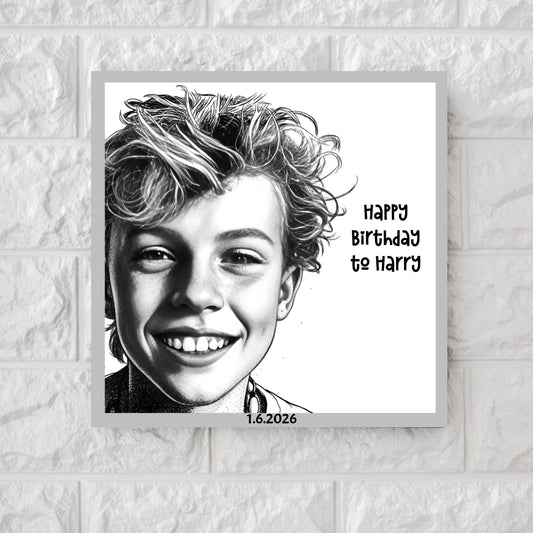 AI Black and White Ink Drawing - Square Canvas & Metal Print