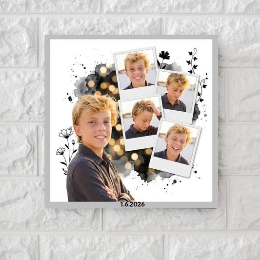 Ai Photo Collage Scrapbook of Her/Him - Square Canvas & Metal Print