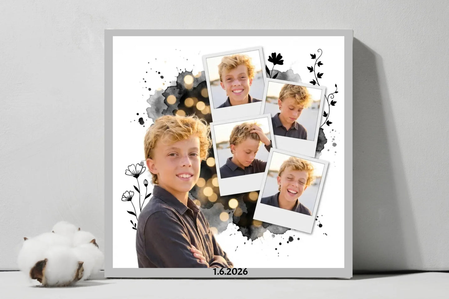 Ai Photo Collage Scrapbook of Her/Him - Square Canvas