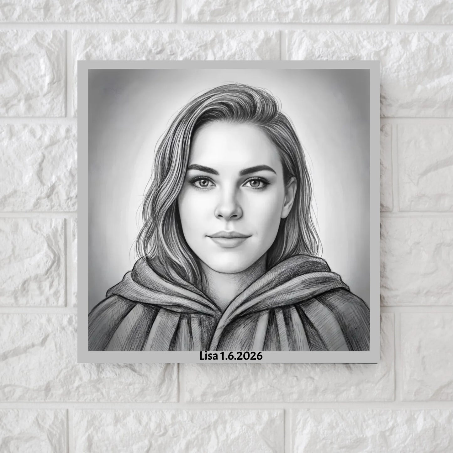 AI Pencil Portrait of a Woman - Square Canvas