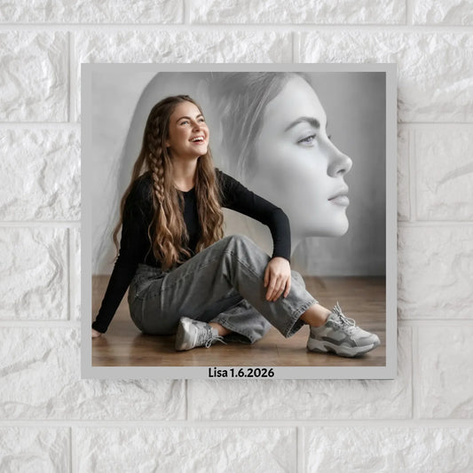 AI Artistic Portrait Woman - Square Canvas & Metal Print