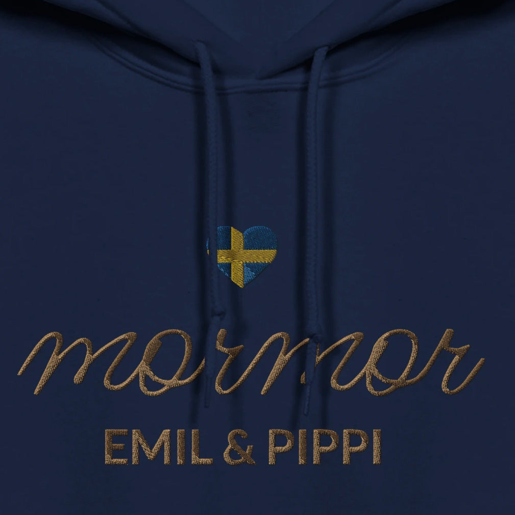 Custom embroidered wide custom grandma names and flag hoodie, your own mama text, Unisex Soft Heavy Blend Hooded Sweatshirt Gildan® 18500