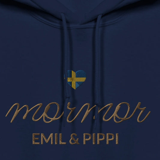 Custom embroidered wide custom grandma names and flag hoodie, your own mama text, Unisex Soft Heavy Blend Hooded Sweatshirt Gildan® 18500